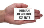 Hand holding card saying "Human Resource Experts"